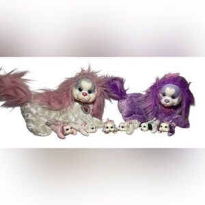 Lot - Puppy Surprise Plush 2 mamas 6 puppies White Purple Pink - NO SOUNDS
